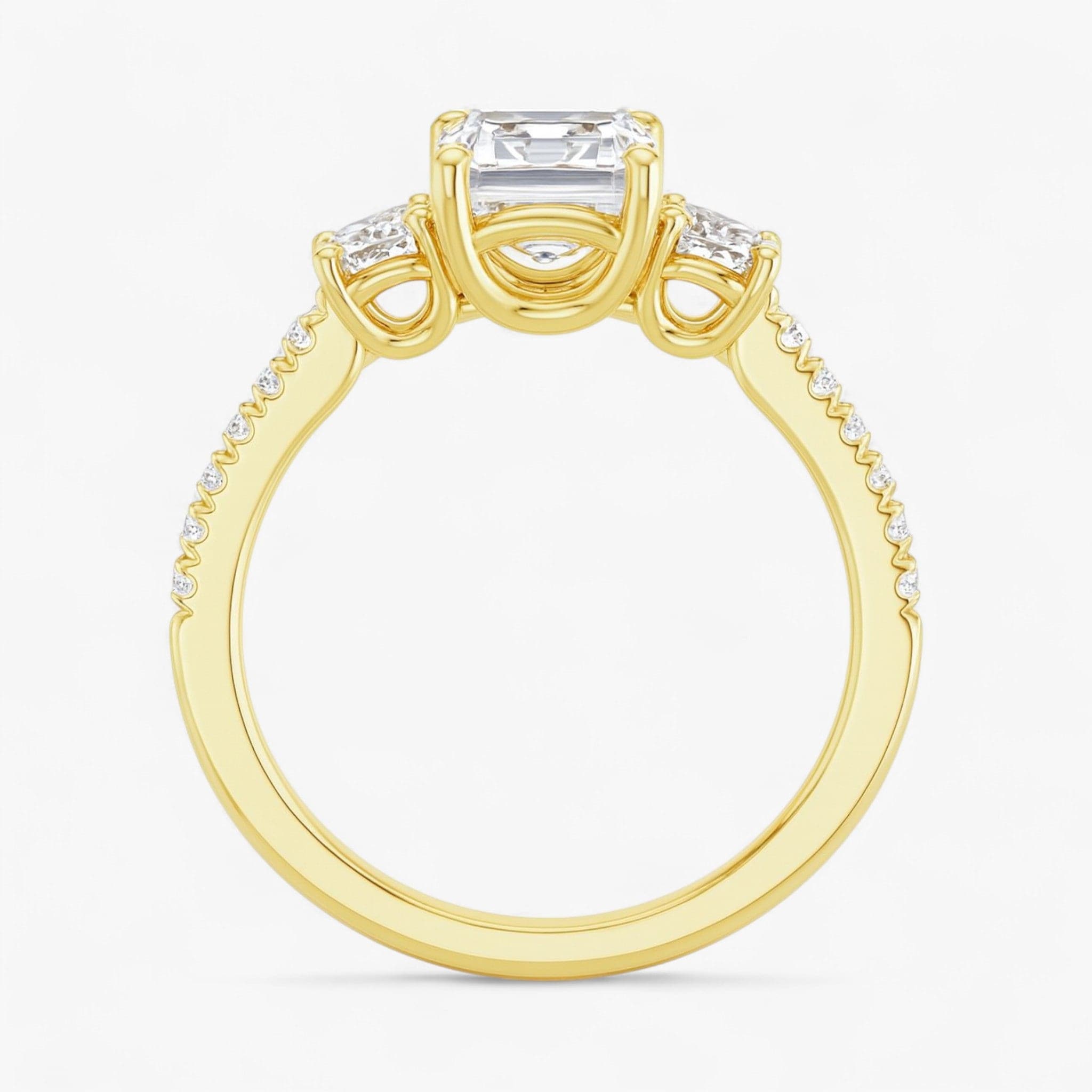 The Iconic 3-Stone Pavé Engagement Ring | Emerald