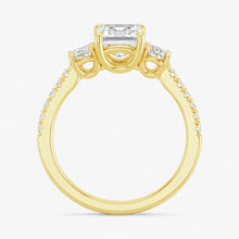 The Iconic 3-Stone Pavé Engagement Ring | Emerald