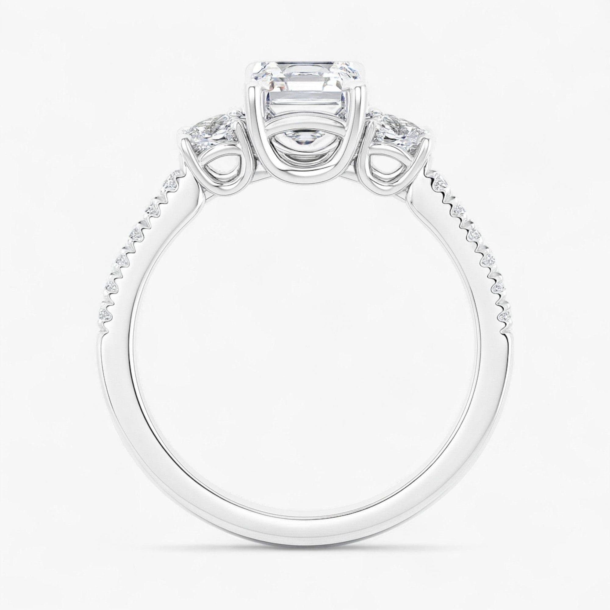 The Iconic 3-Stone Pavé Engagement Ring | Emerald