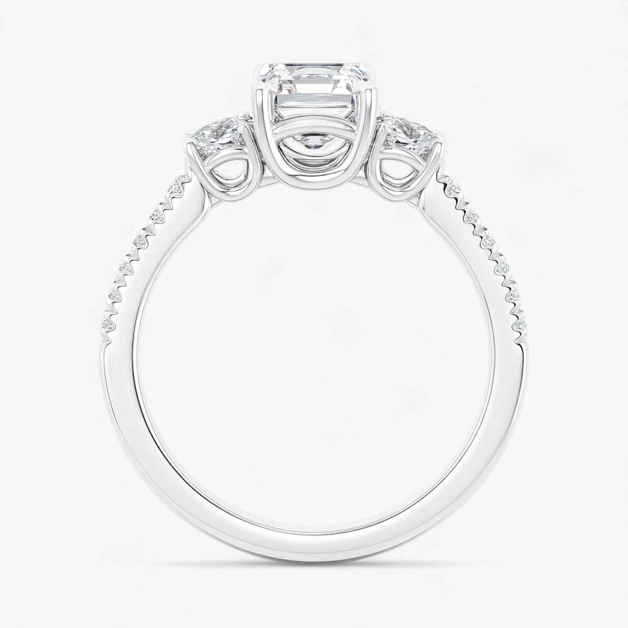 The Iconic 3-Stone Pavé Engagement Ring | Emerald