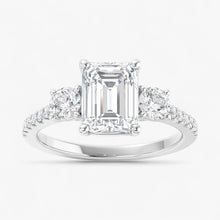 The Iconic 3-Stone Pavé Engagement Ring | Emerald