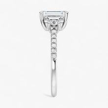 The Iconic 3-Stone Pavé Engagement Ring | Emerald