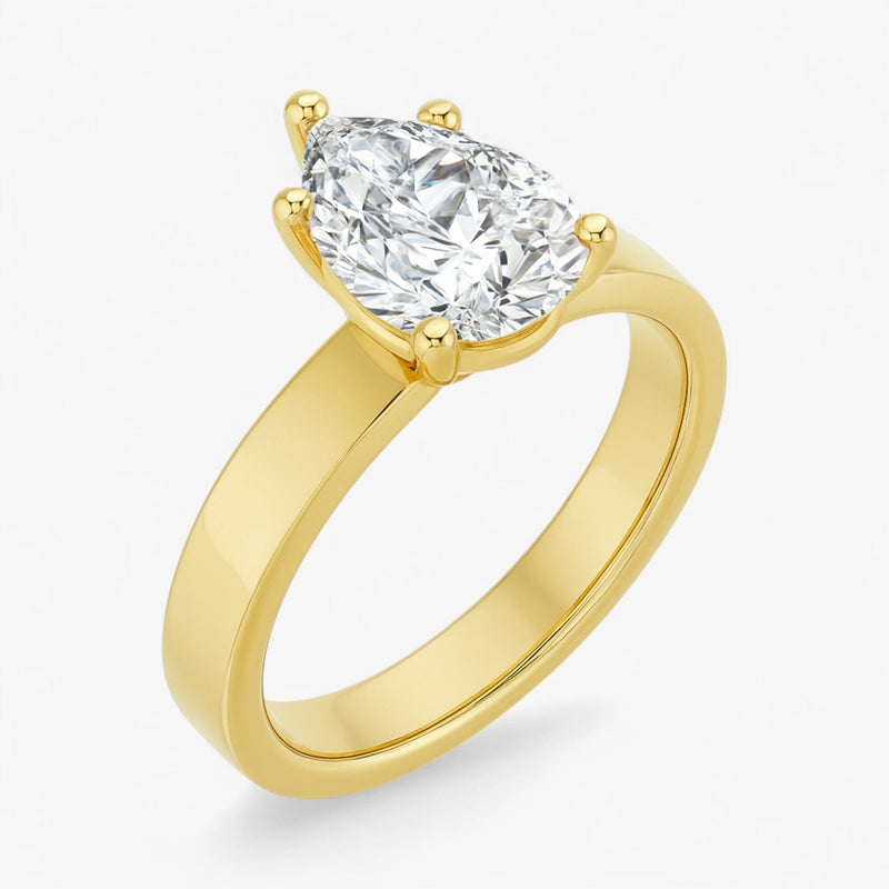 The Cigar Band Solitaire Engagement Ring | Pear