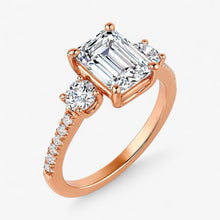 The Iconic 3-Stone Pavé Engagement Ring | Emerald