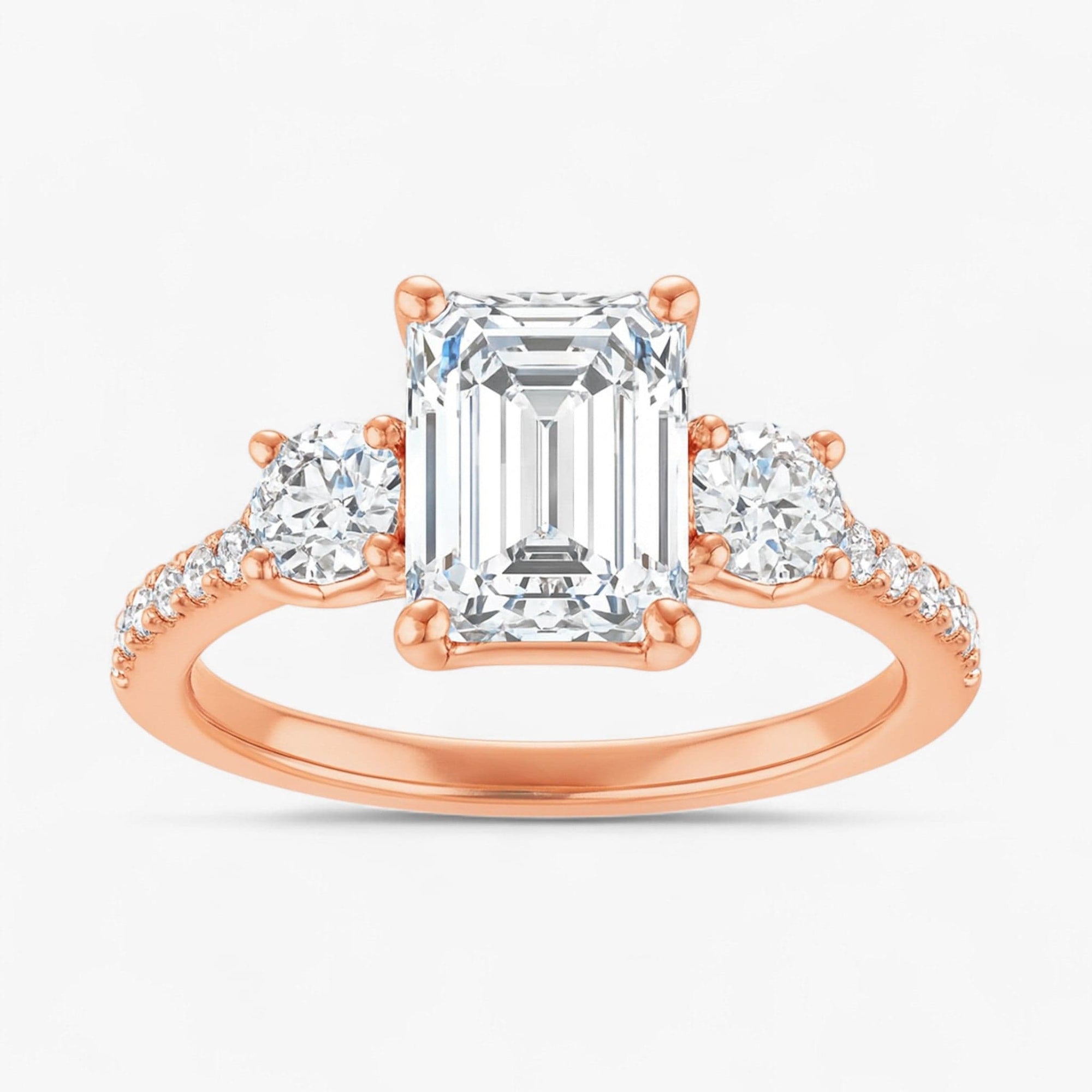 The Iconic 3-Stone Pavé Engagement Ring | Emerald