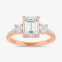 The Iconic 3-Stone Pavé Engagement Ring | Emerald
