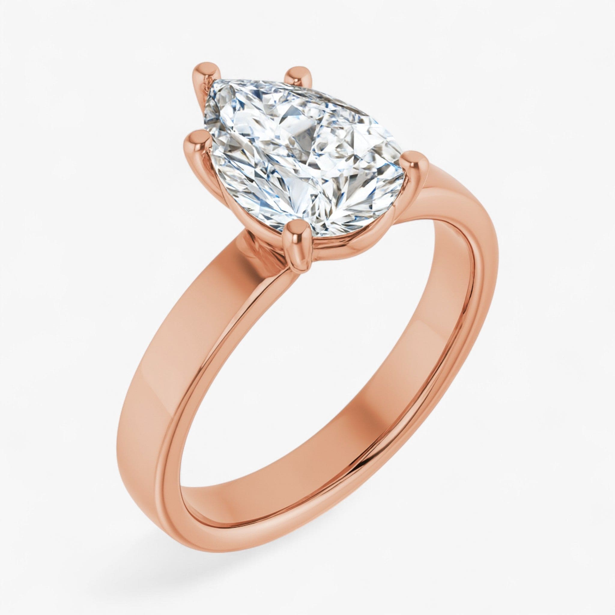 The Cigar Band Solitaire Engagement Ring | Pear