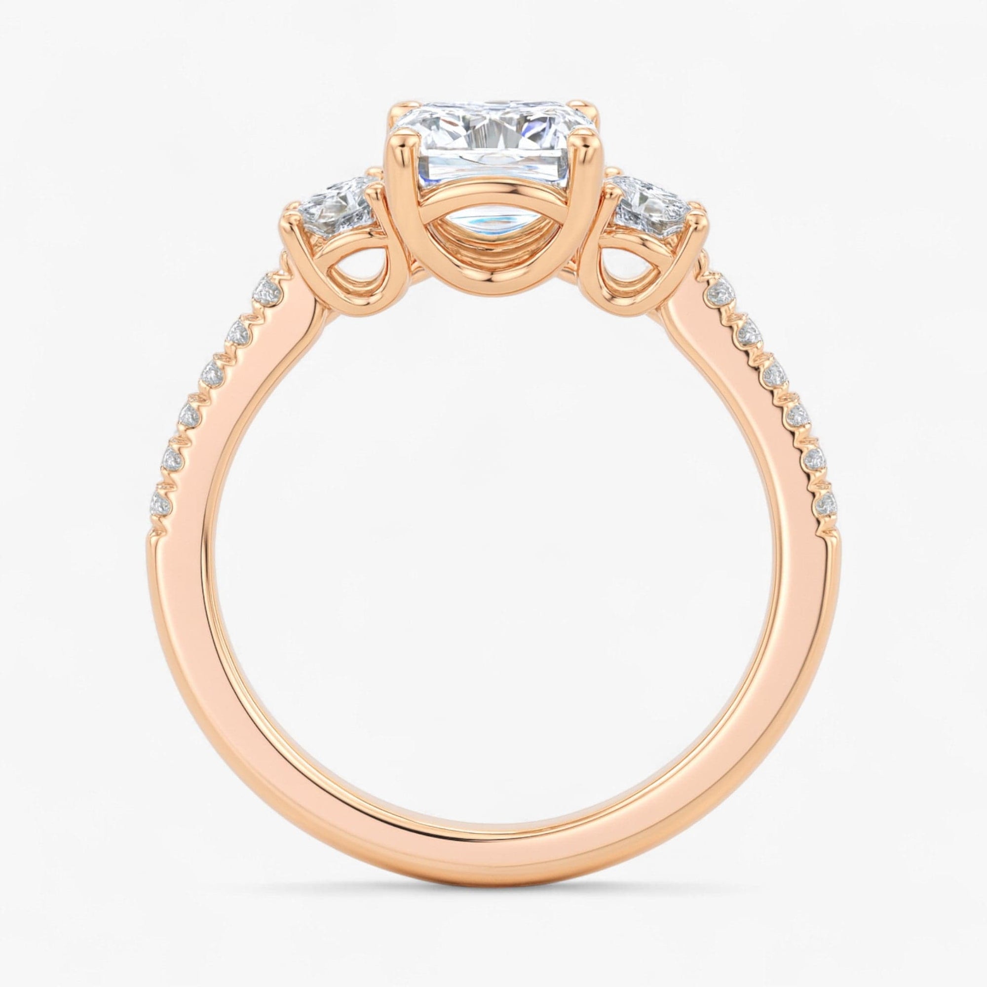 The Iconic 3-Stone Pavé Engagement Ring | Emerald