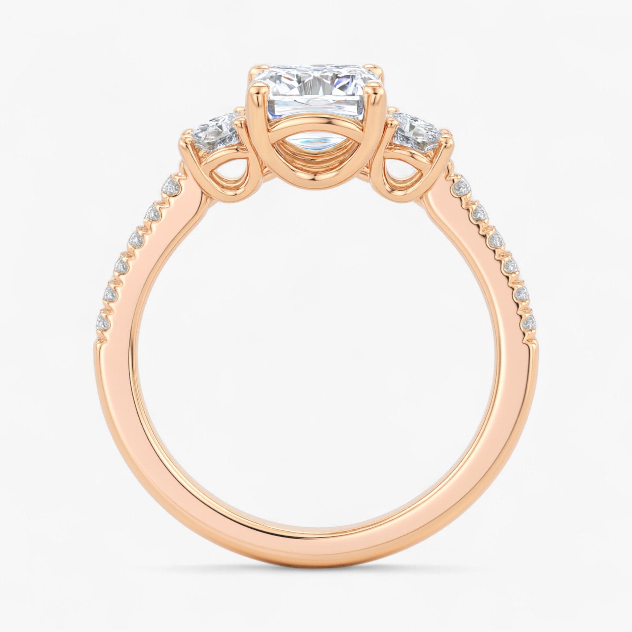 The Iconic 3-Stone Pavé Engagement Ring | Emerald