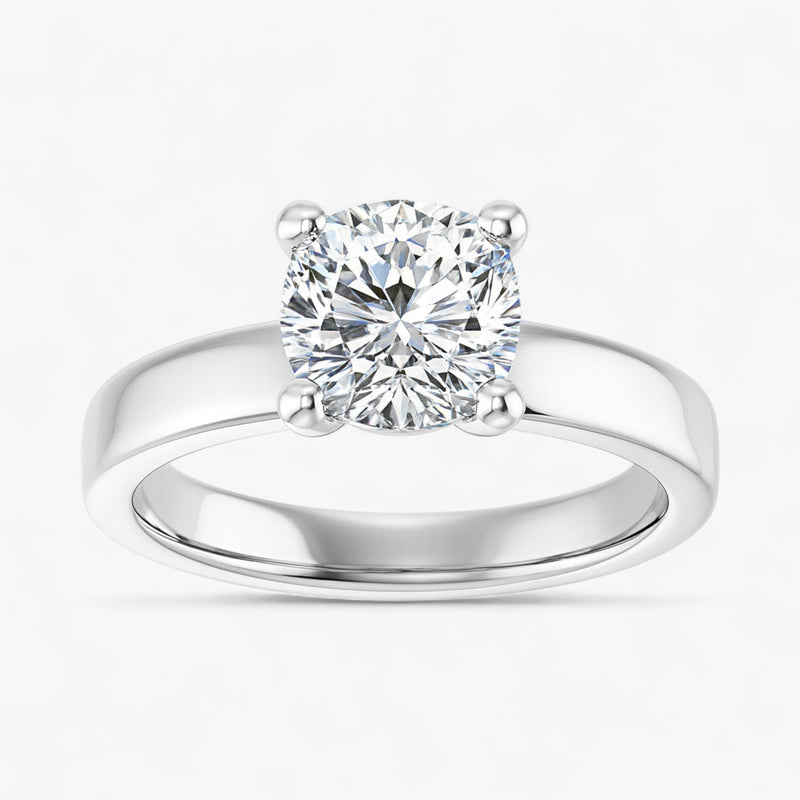 The Cigar Band Solitaire Engagement Ring | Cushion