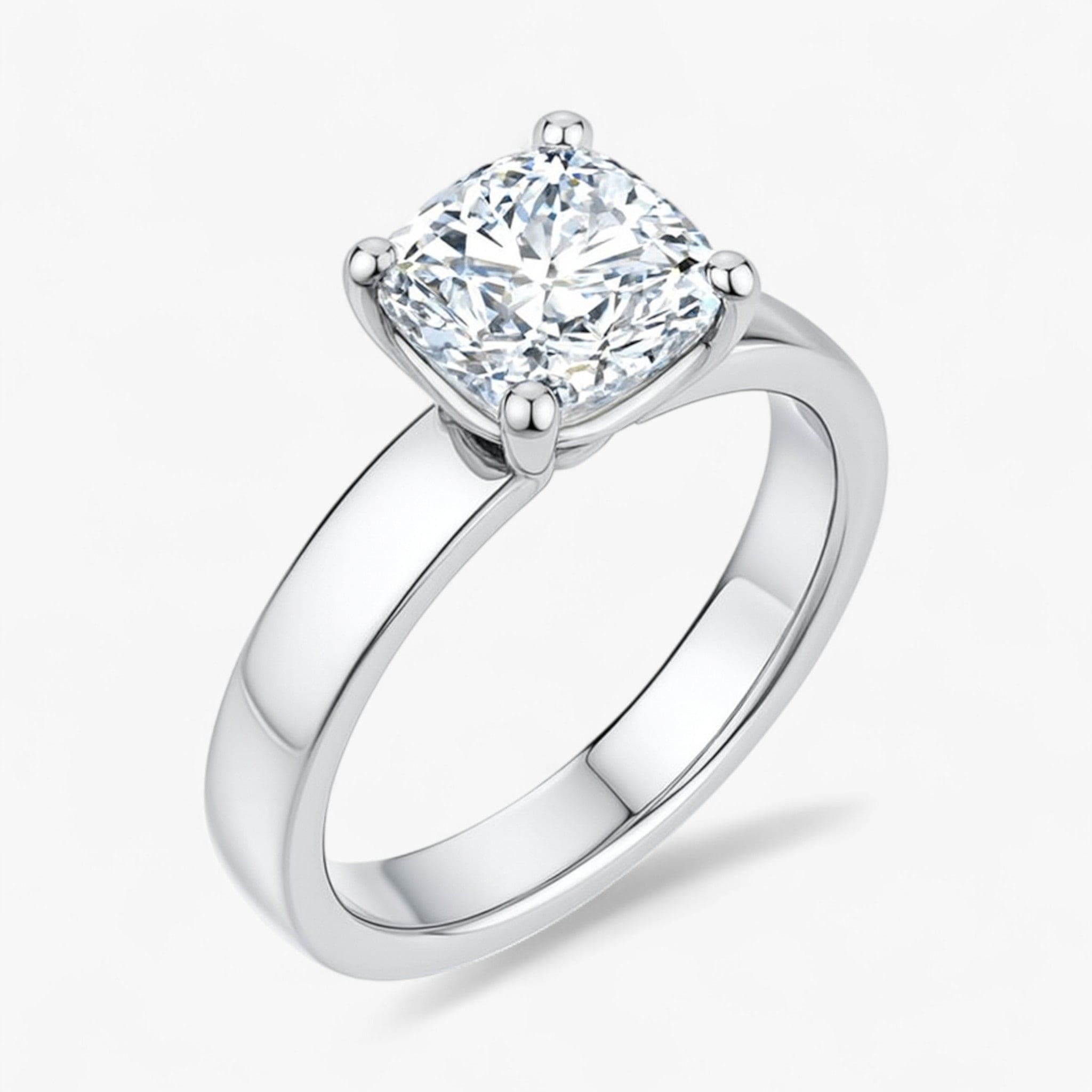 The Cigar Band Solitaire Engagement Ring | Cushion