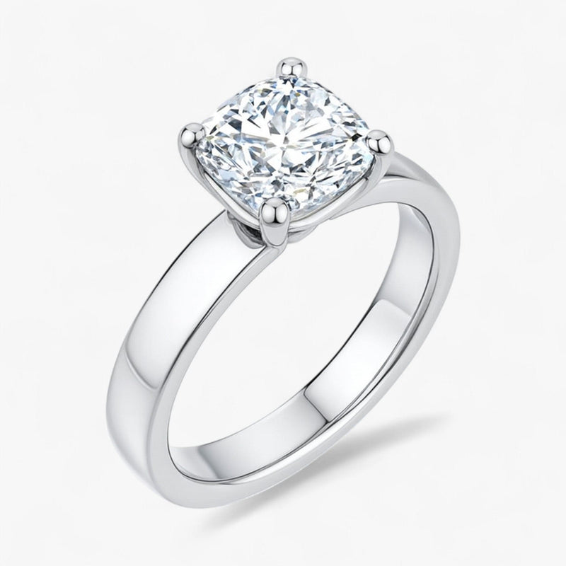The Cigar Band Solitaire Engagement Ring | Cushion