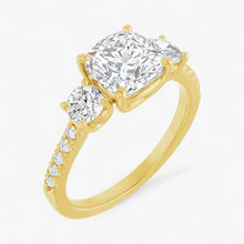 The Iconic 3-Stone Pavé Engagement Ring | Cushion