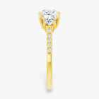 The Iconic 3-Stone Pavé Engagement Ring | Cushion