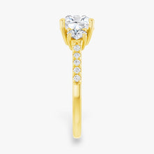 The Iconic 3-Stone Pavé Engagement Ring | Cushion