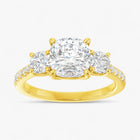 The Iconic 3-Stone Pavé Engagement Ring | Cushion