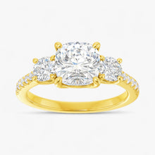 The Iconic 3-Stone Pavé Engagement Ring | Cushion
