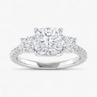 The Iconic 3-Stone Pavé Engagement Ring | Cushion
