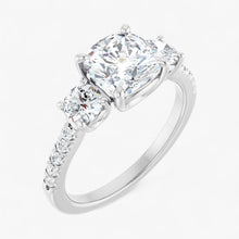 The Iconic 3-Stone Pavé Engagement Ring | Cushion