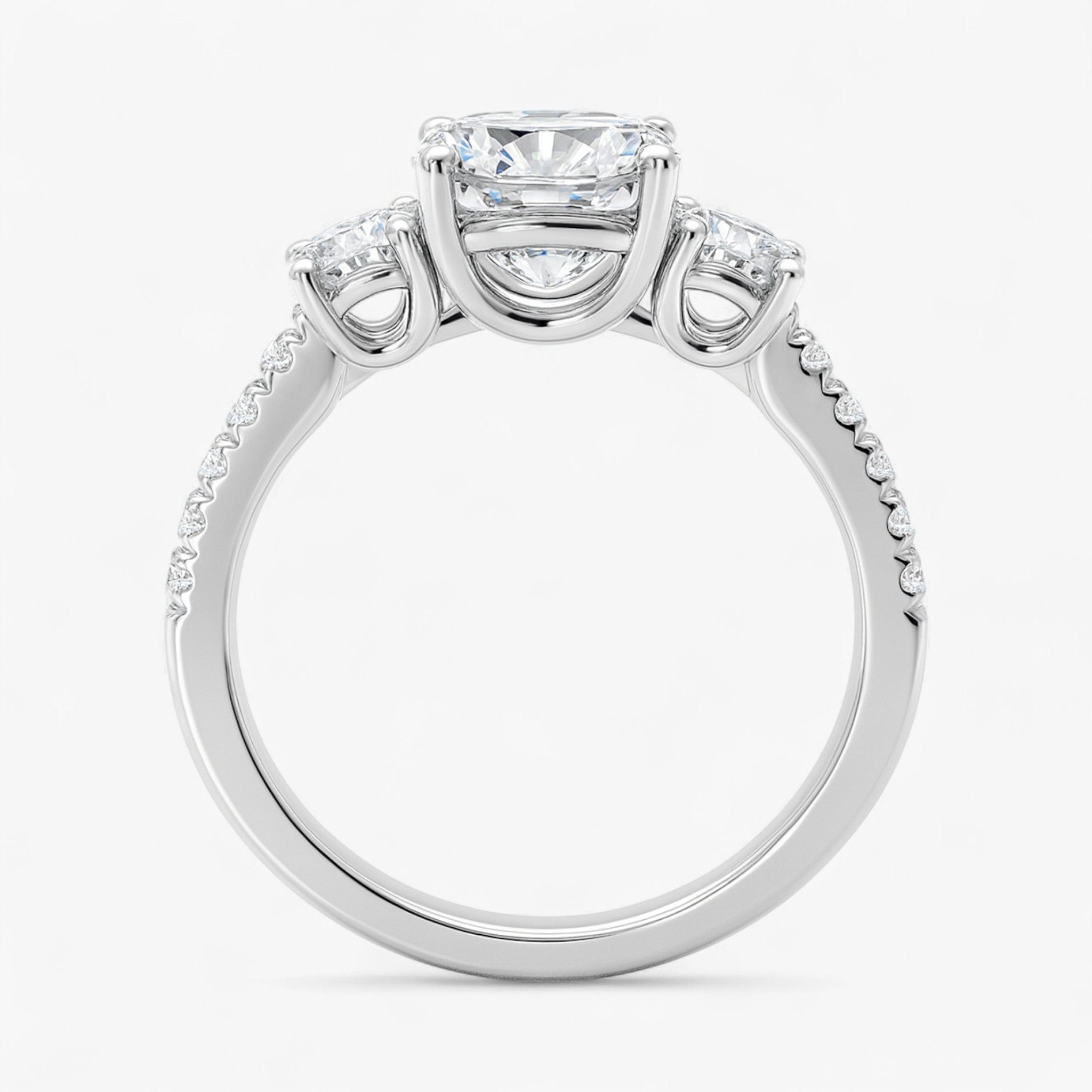 The Iconic 3-Stone Pavé Engagement Ring | Cushion