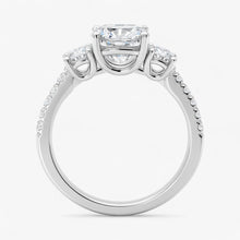 The Iconic 3-Stone Pavé Engagement Ring | Cushion