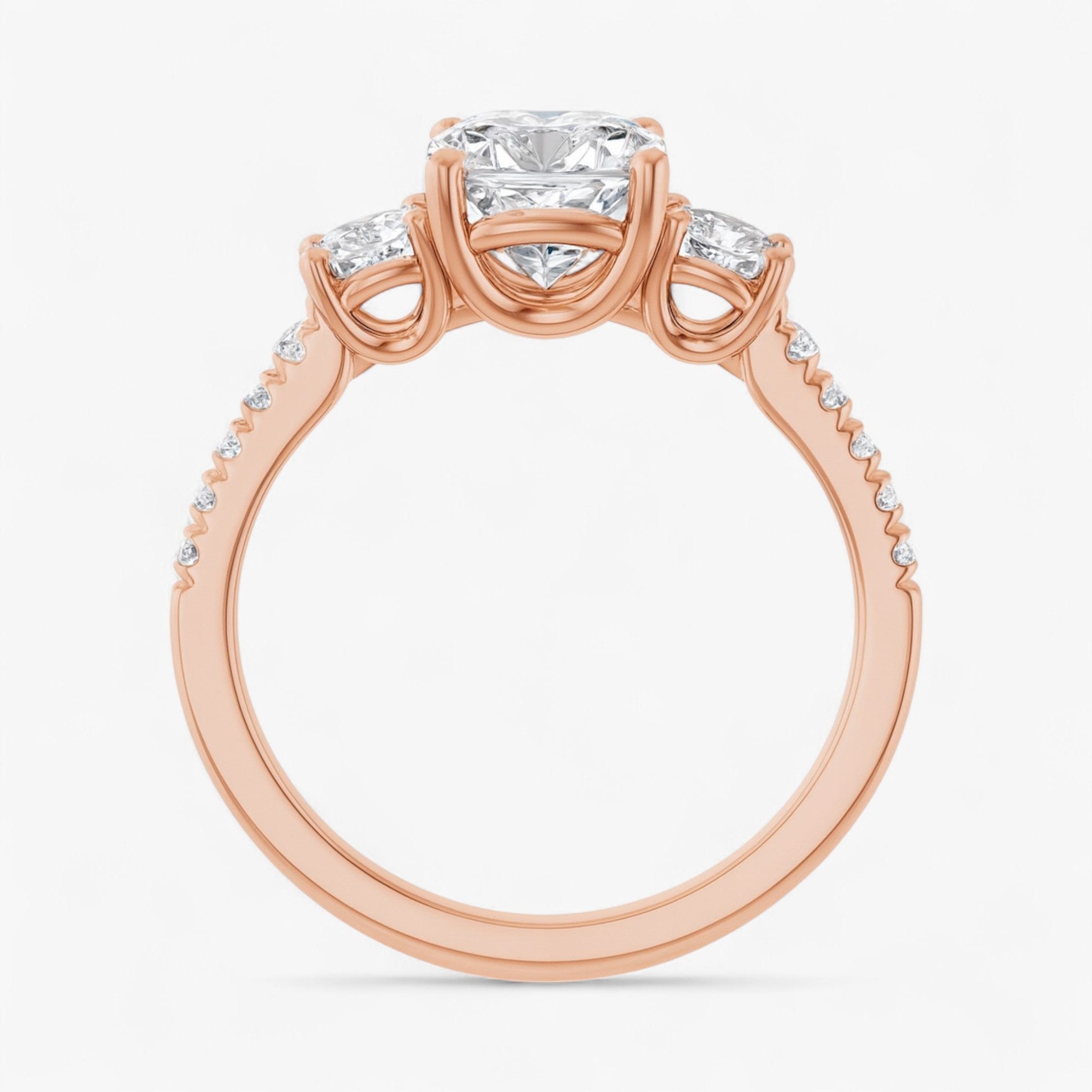 The Iconic 3-Stone Pavé Engagement Ring | Cushion