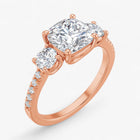 The Iconic 3-Stone Pavé Engagement Ring | Cushion