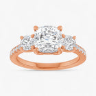 The Iconic 3-Stone Pavé Engagement Ring | Cushion