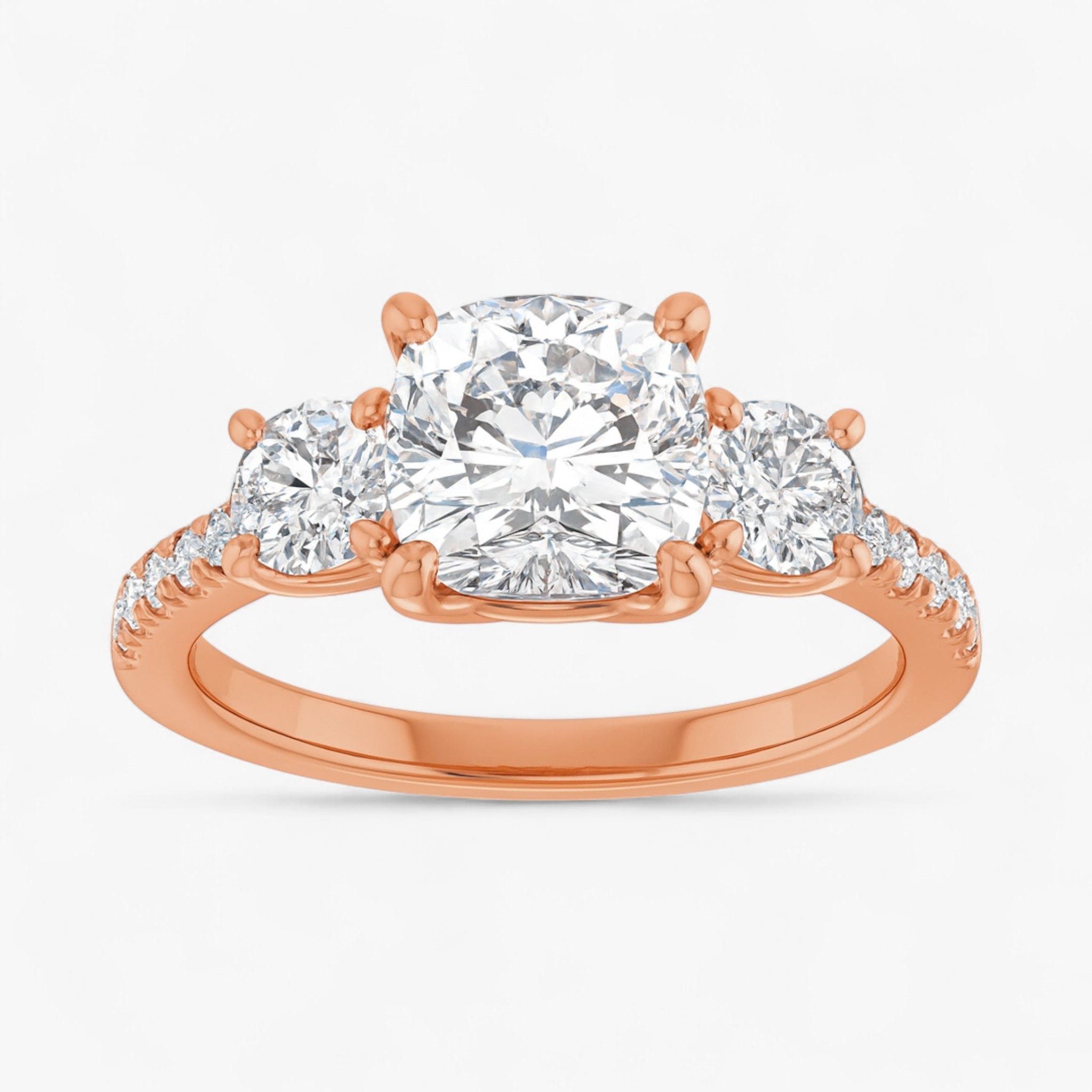 The Iconic 3-Stone Pavé Engagement Ring | Cushion