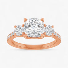 The Iconic 3-Stone Pavé Engagement Ring | Cushion