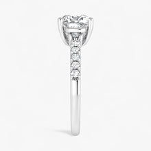 The Iconic 3-Stone Pavé Engagement Ring | Cushion