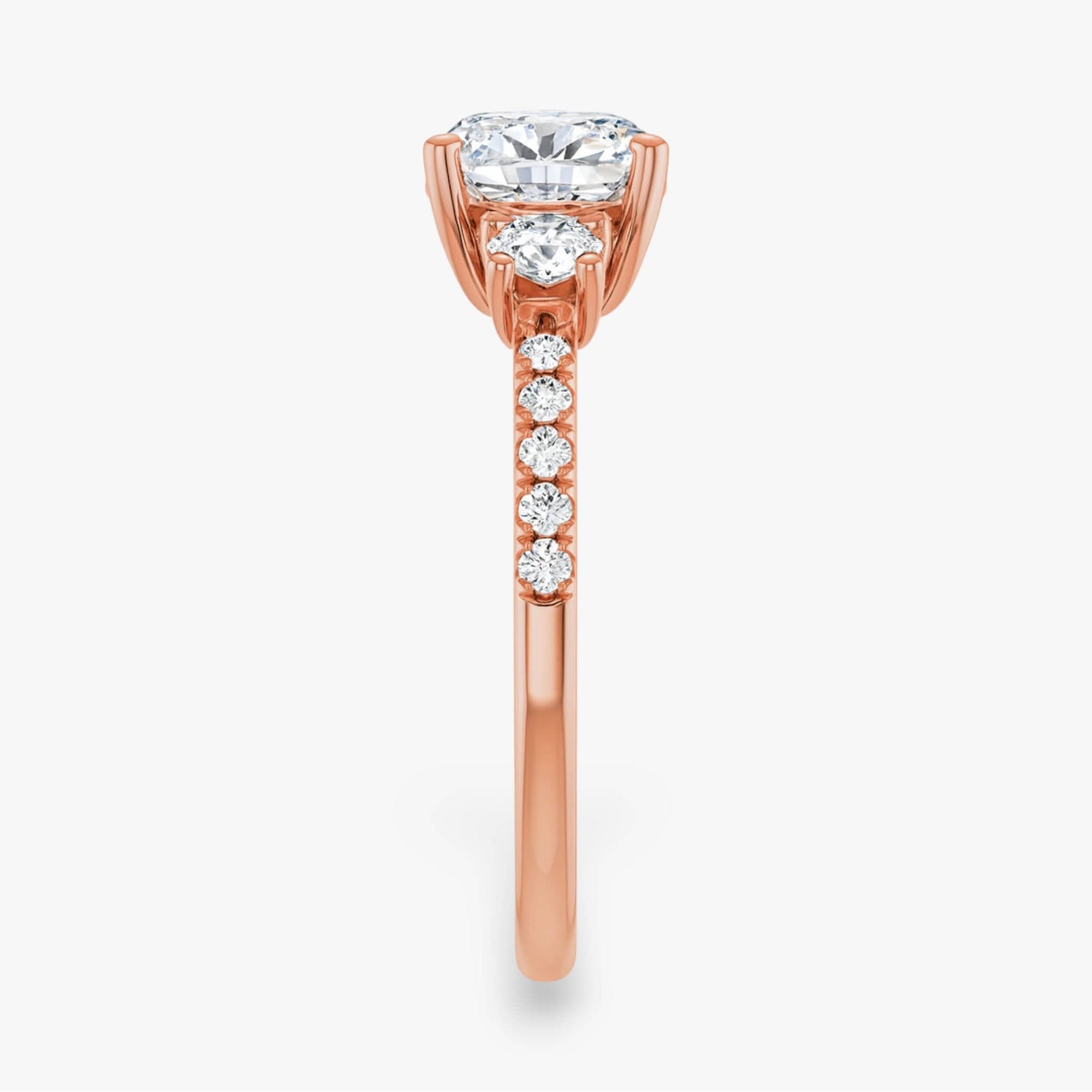 The Iconic 3-Stone Pavé Engagement Ring | Cushion