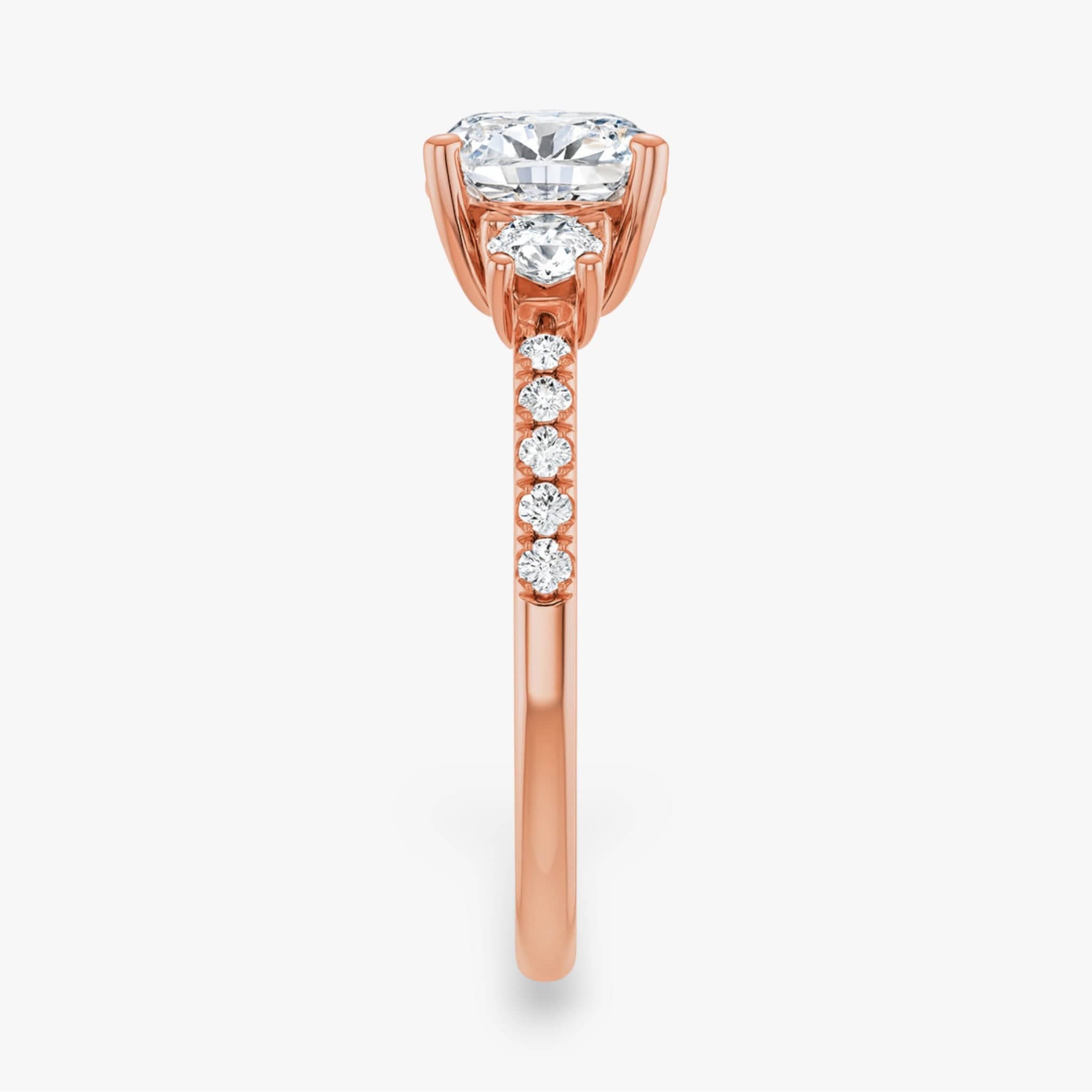 The Iconic 3-Stone Pavé Engagement Ring | Cushion