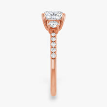 The Iconic 3-Stone Pavé Engagement Ring | Cushion