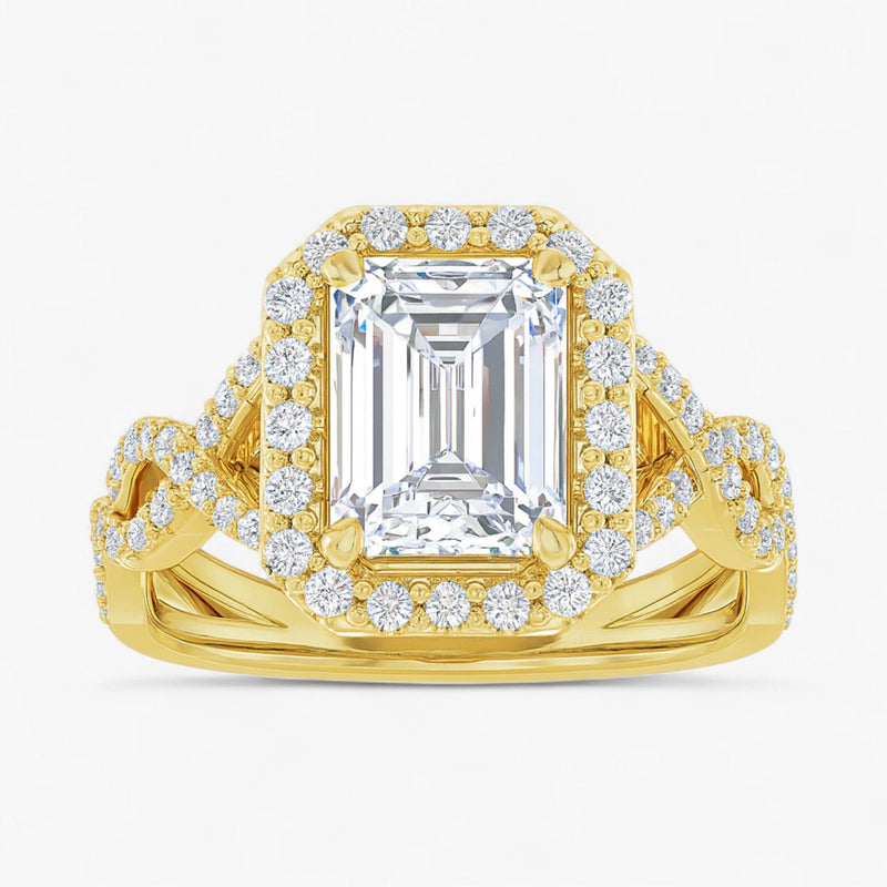 The Iconic Twisted Halo Engagement Ring | Emerald