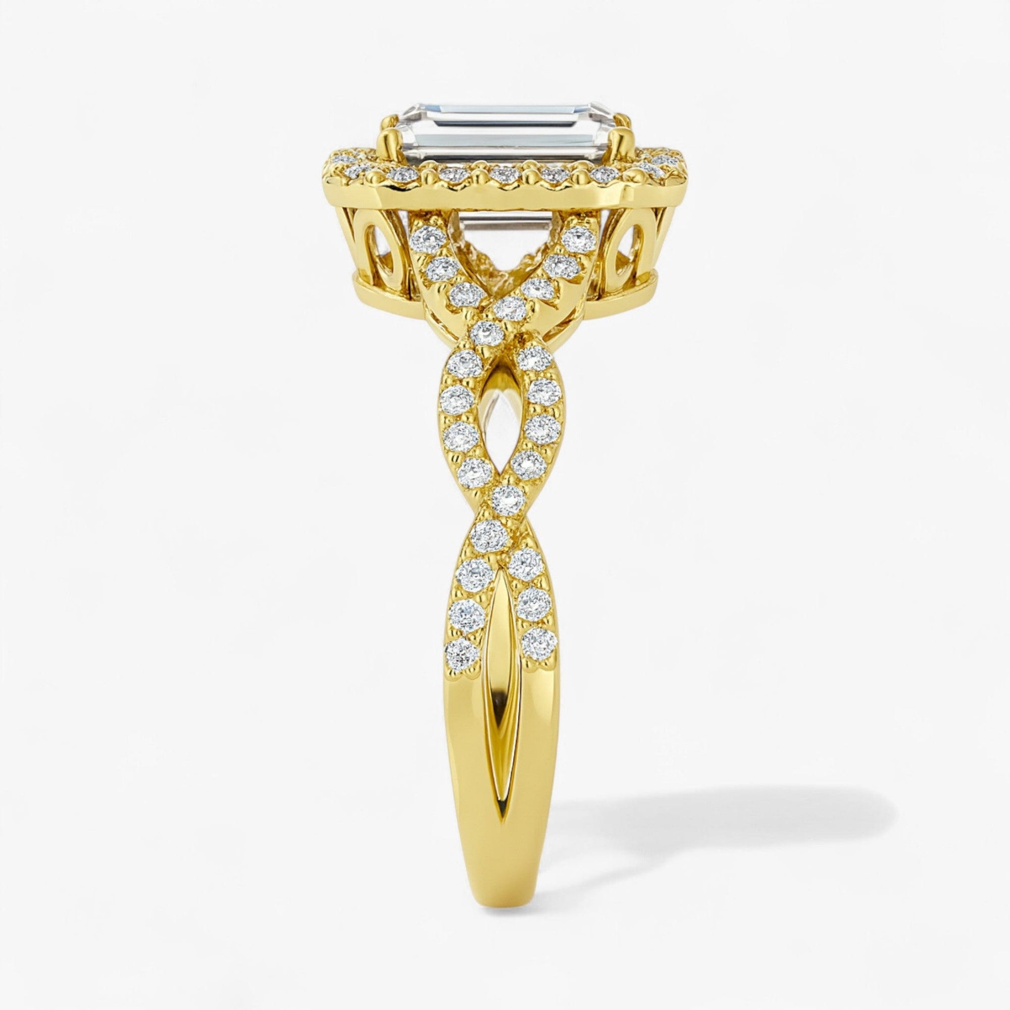 The Iconic Twisted Halo Engagement Ring | Emerald
