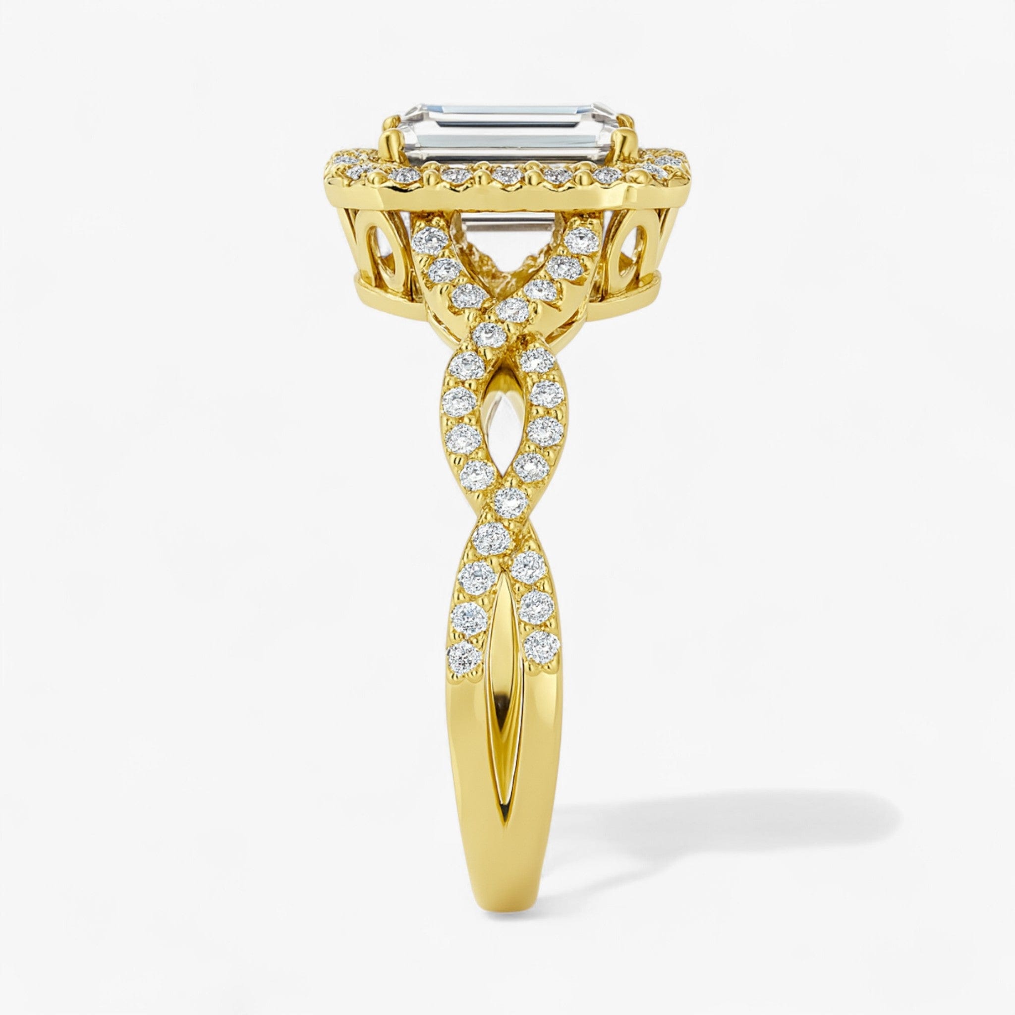 The Iconic Twisted Halo Engagement Ring | Emerald