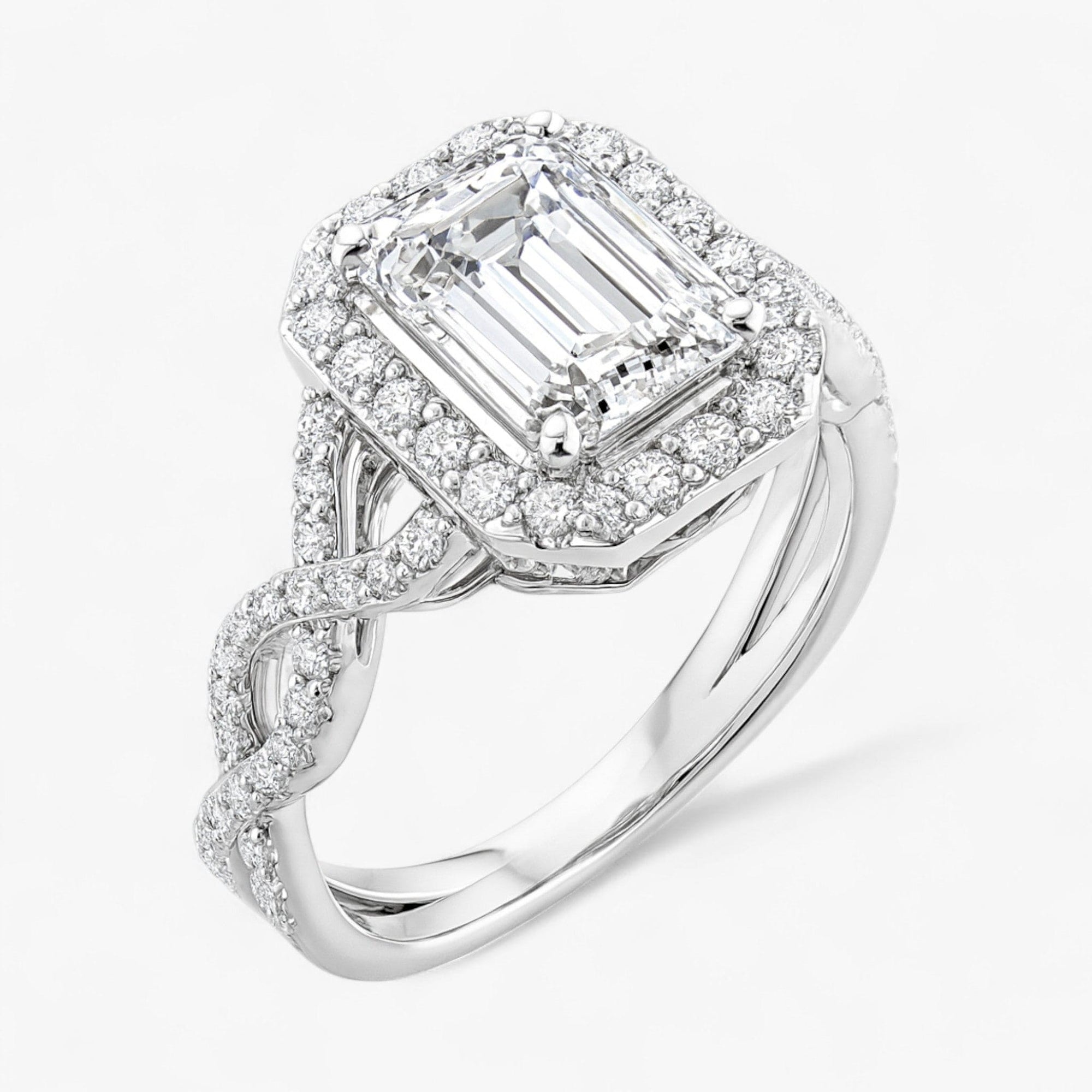 The Iconic Twisted Halo Engagement Ring | Emerald