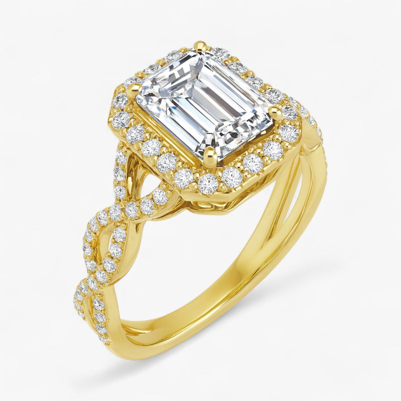 The Iconic Twisted Halo Engagement Ring | Emerald