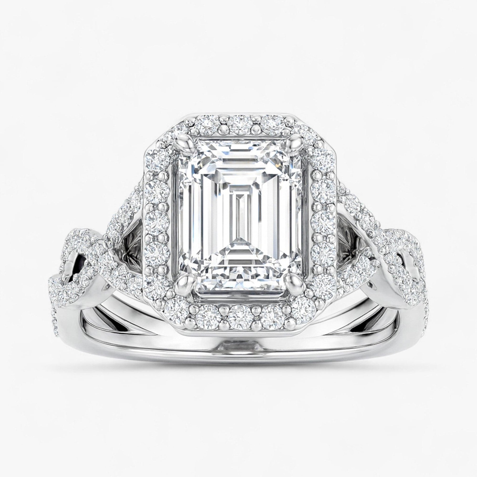The Iconic Twisted Halo Engagement Ring | Emerald