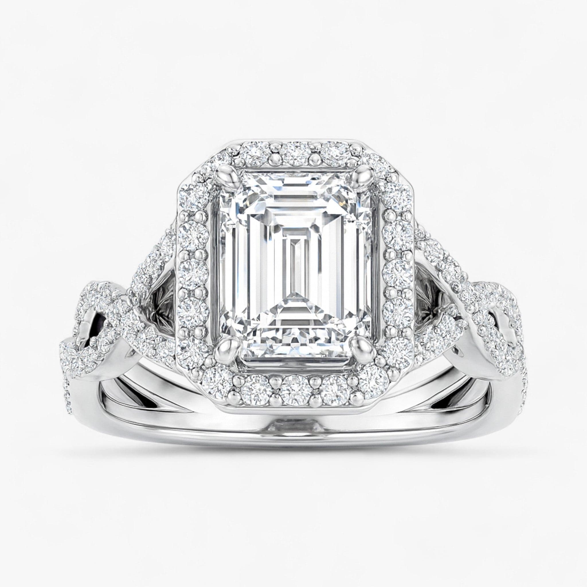 The Iconic Twisted Halo Engagement Ring | Emerald