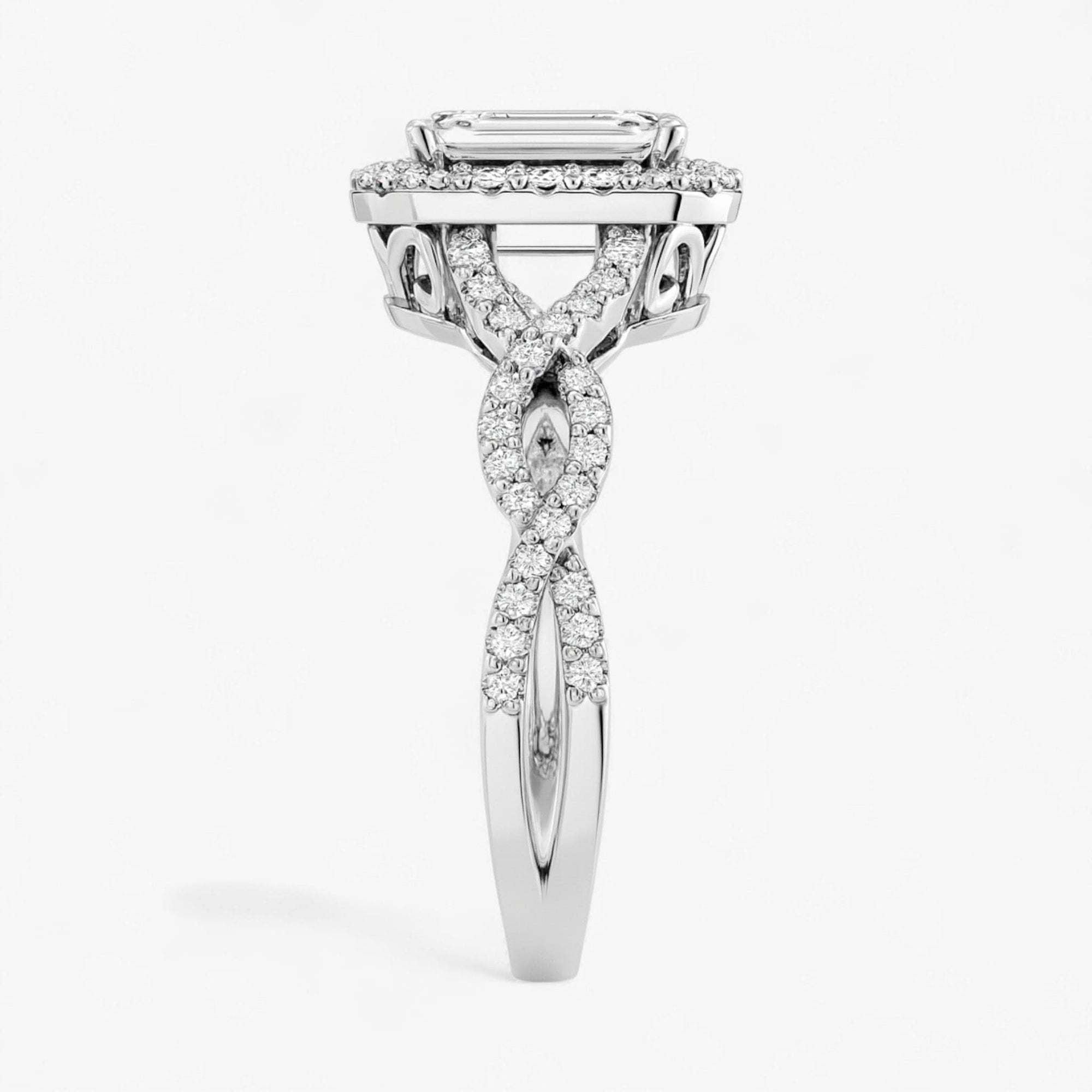 The Iconic Twisted Halo Engagement Ring | Emerald
