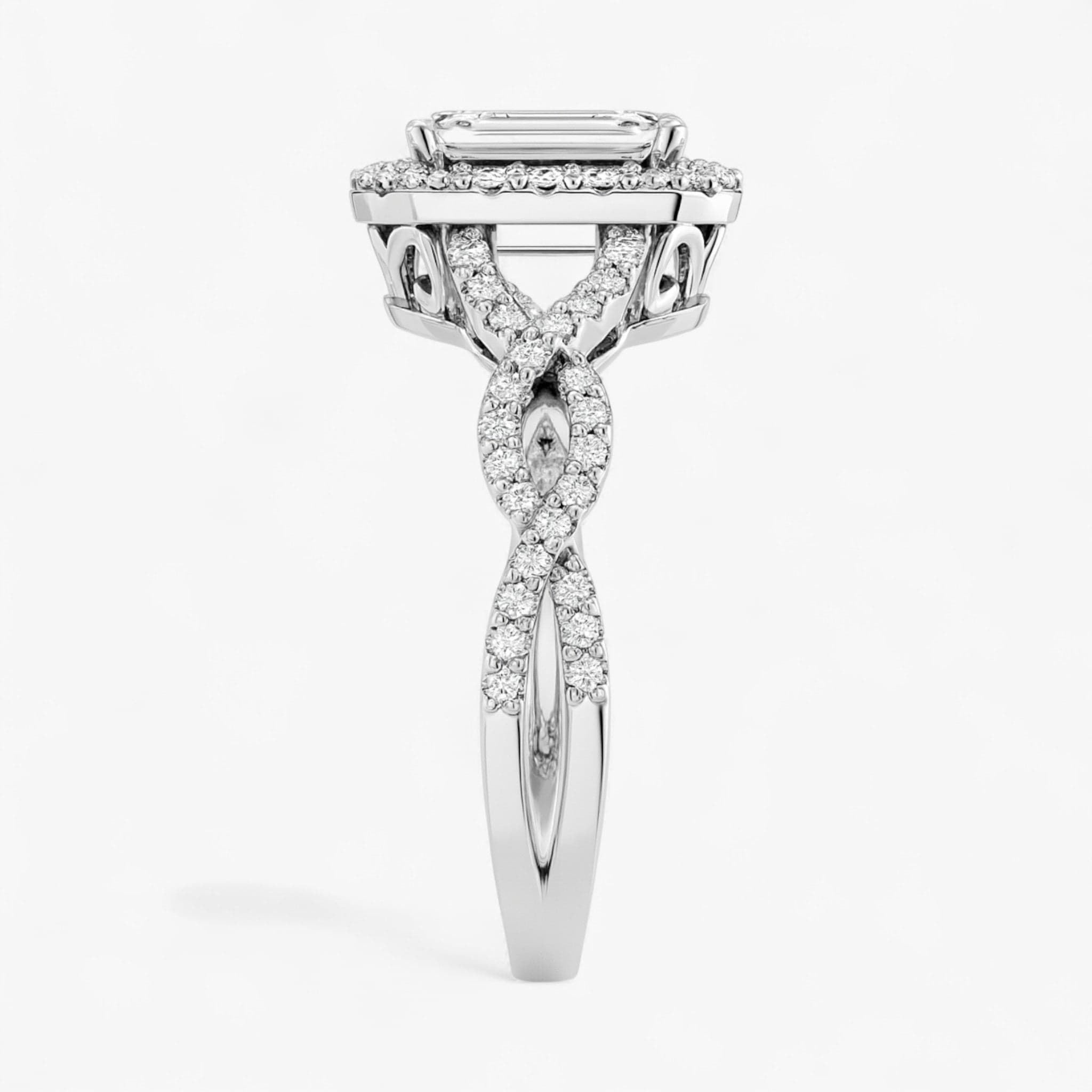The Iconic Twisted Halo Engagement Ring | Emerald