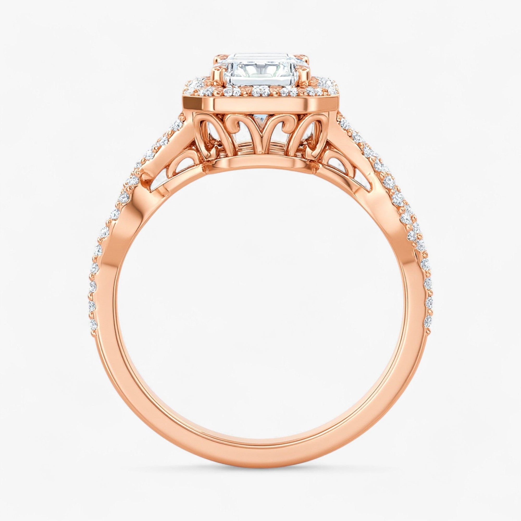 The Iconic Twisted Halo Engagement Ring | Emerald