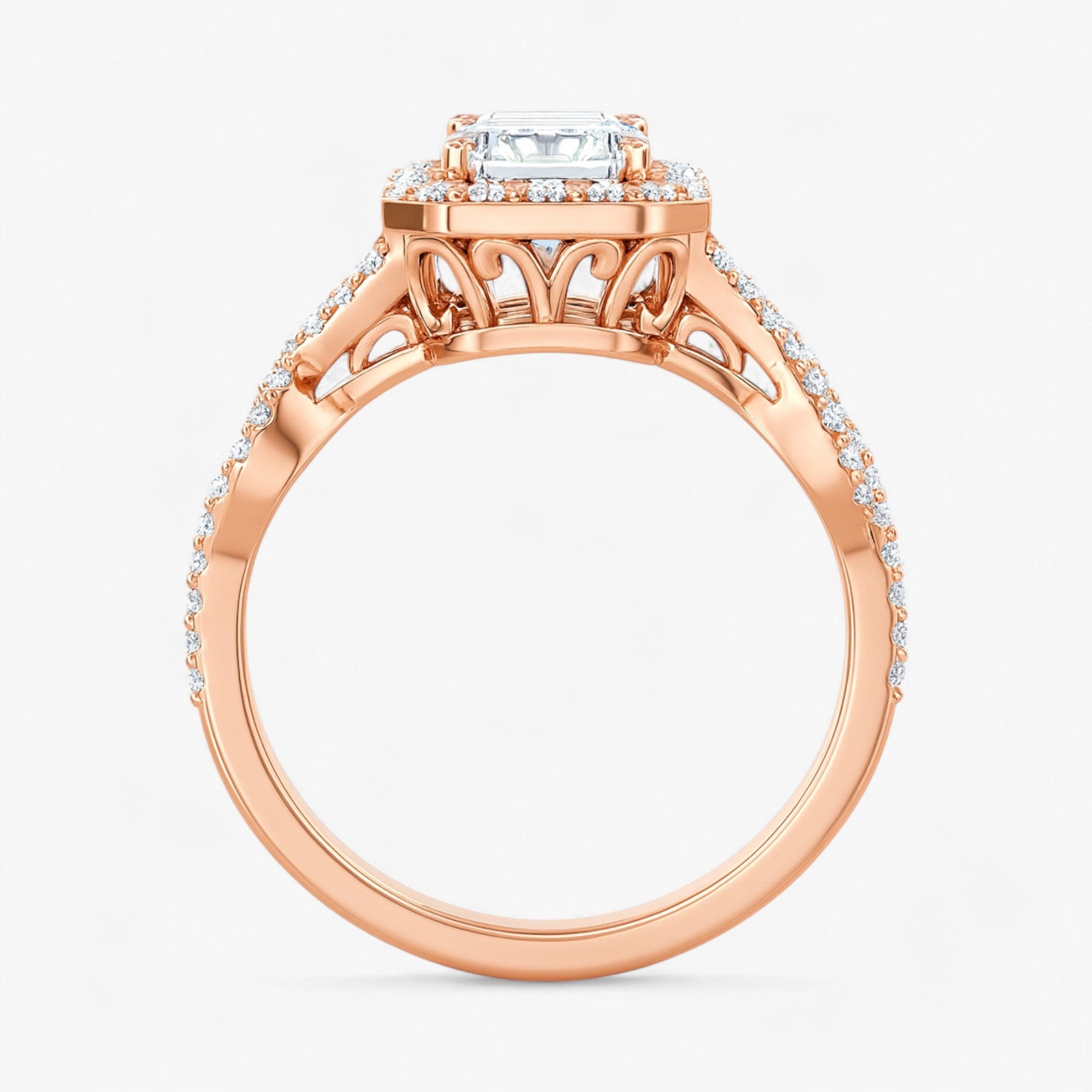 The Iconic Twisted Halo Engagement Ring | Emerald
