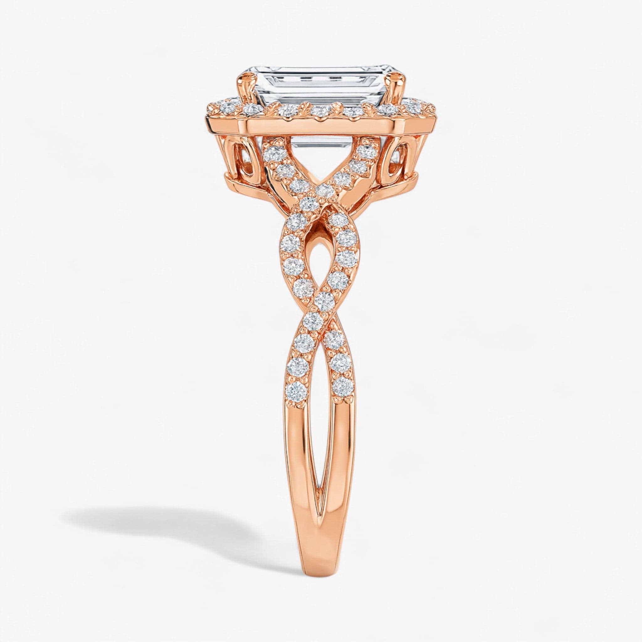 The Iconic Twisted Halo Engagement Ring | Emerald
