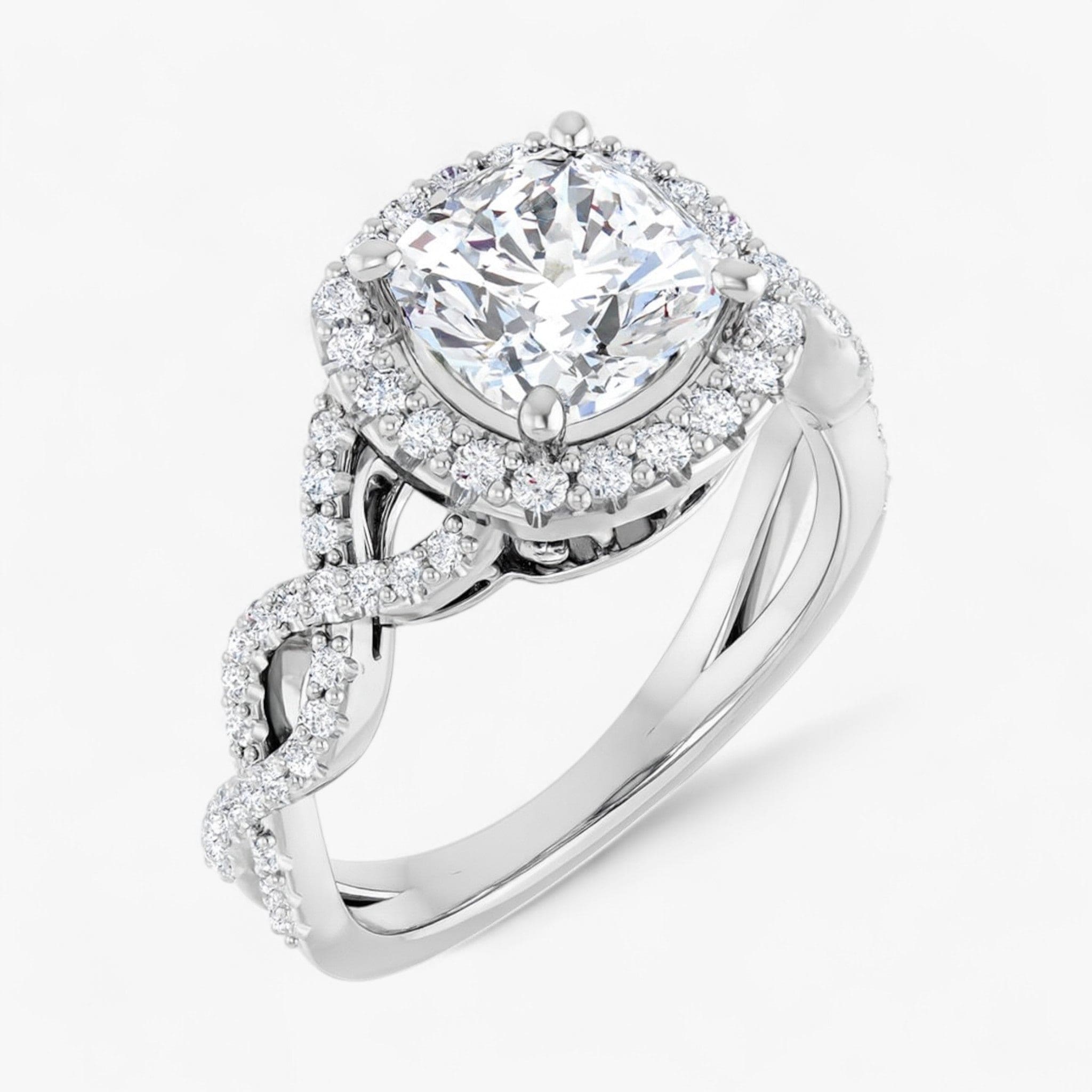 The Iconic Twisted Halo Engagement Ring | Cushion