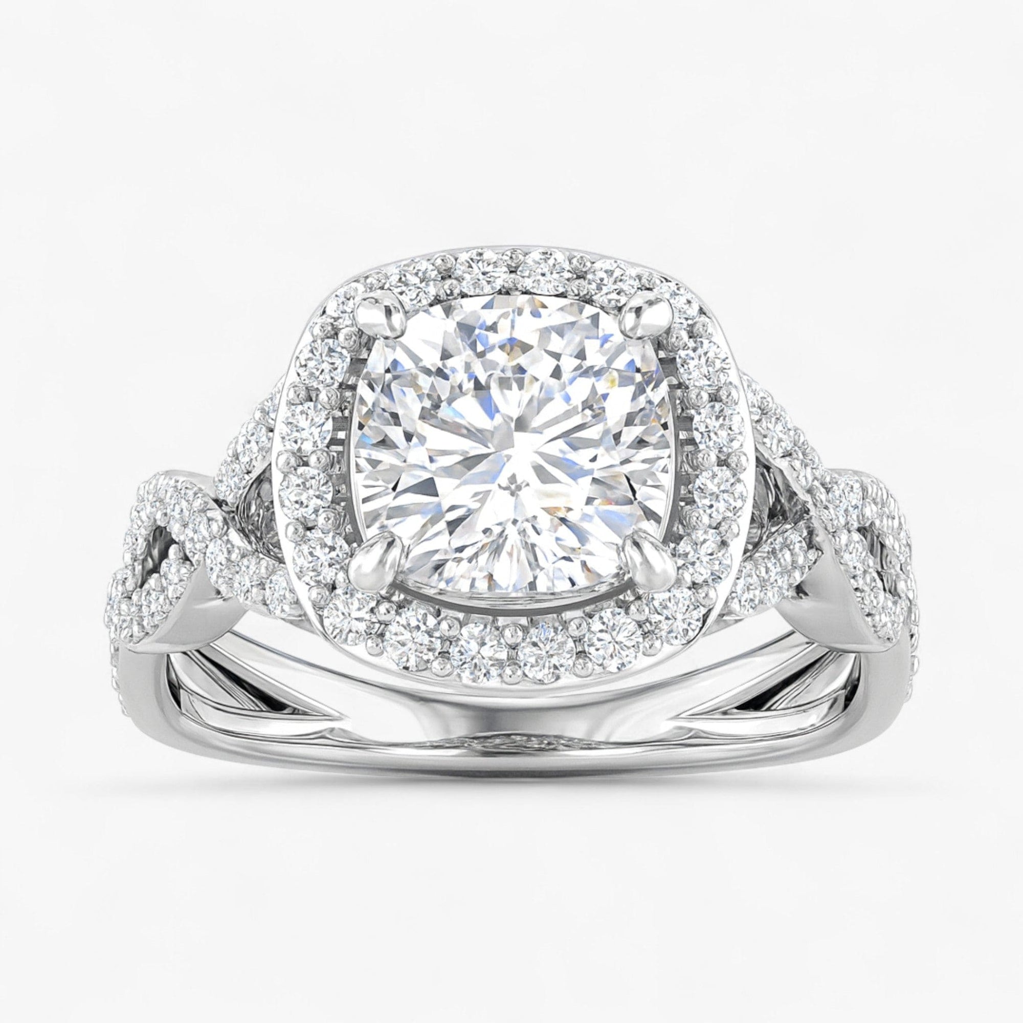 The Iconic Twisted Halo Engagement Ring | Cushion