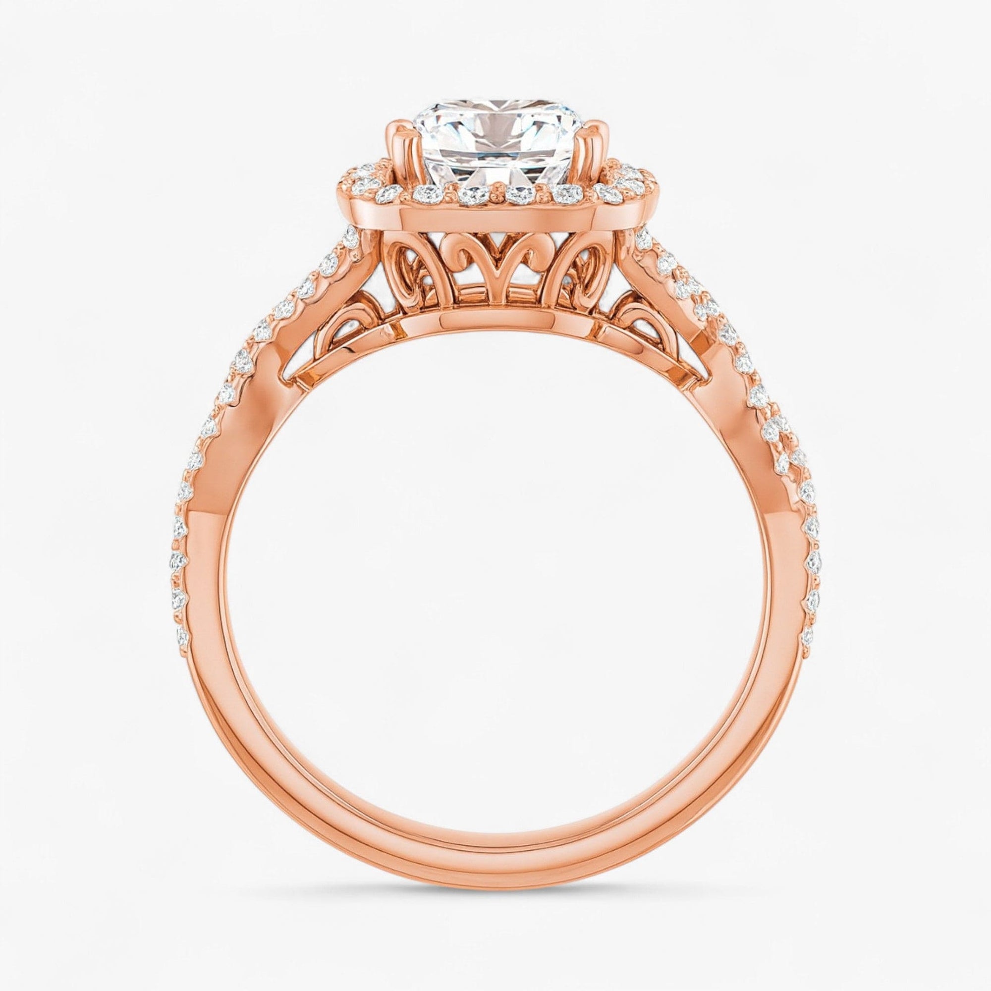 The Iconic Twisted Halo Engagement Ring | Cushion