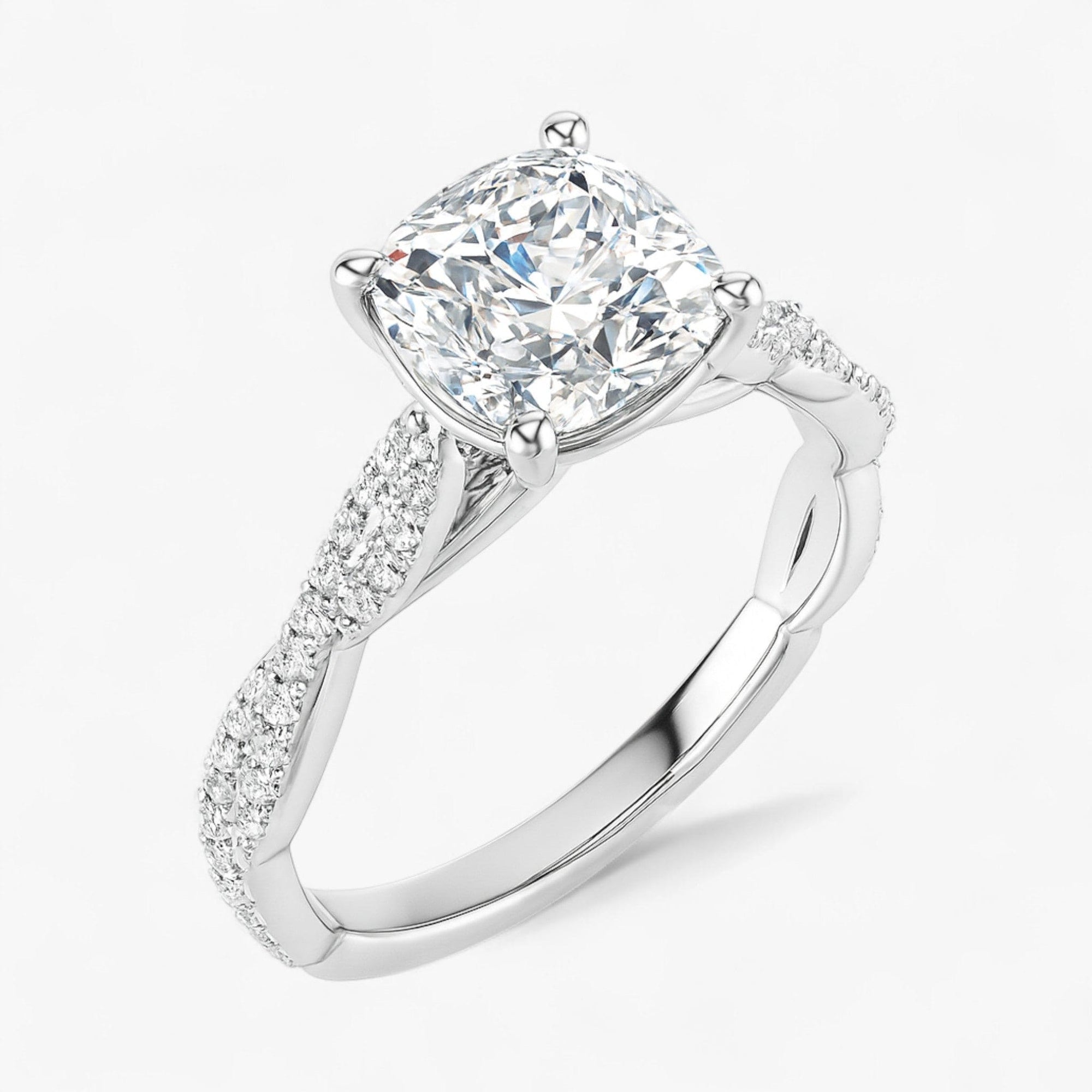 The Timeless Twisted Pavé Engagement Ring | Cushion
